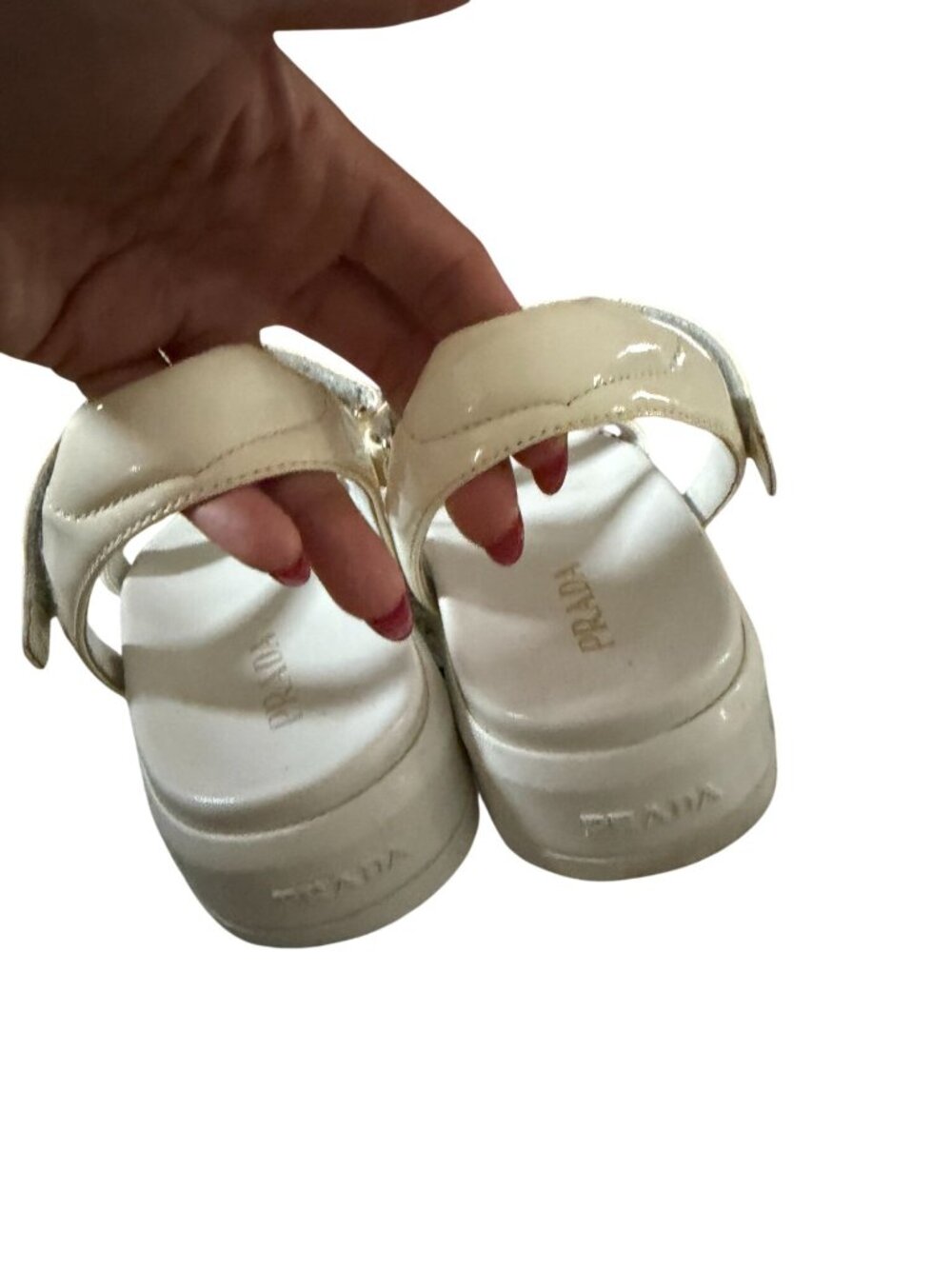 PRADA White Embellished Platform Sandals Size 38.5 / US 8.5 - Picture 8 of 11